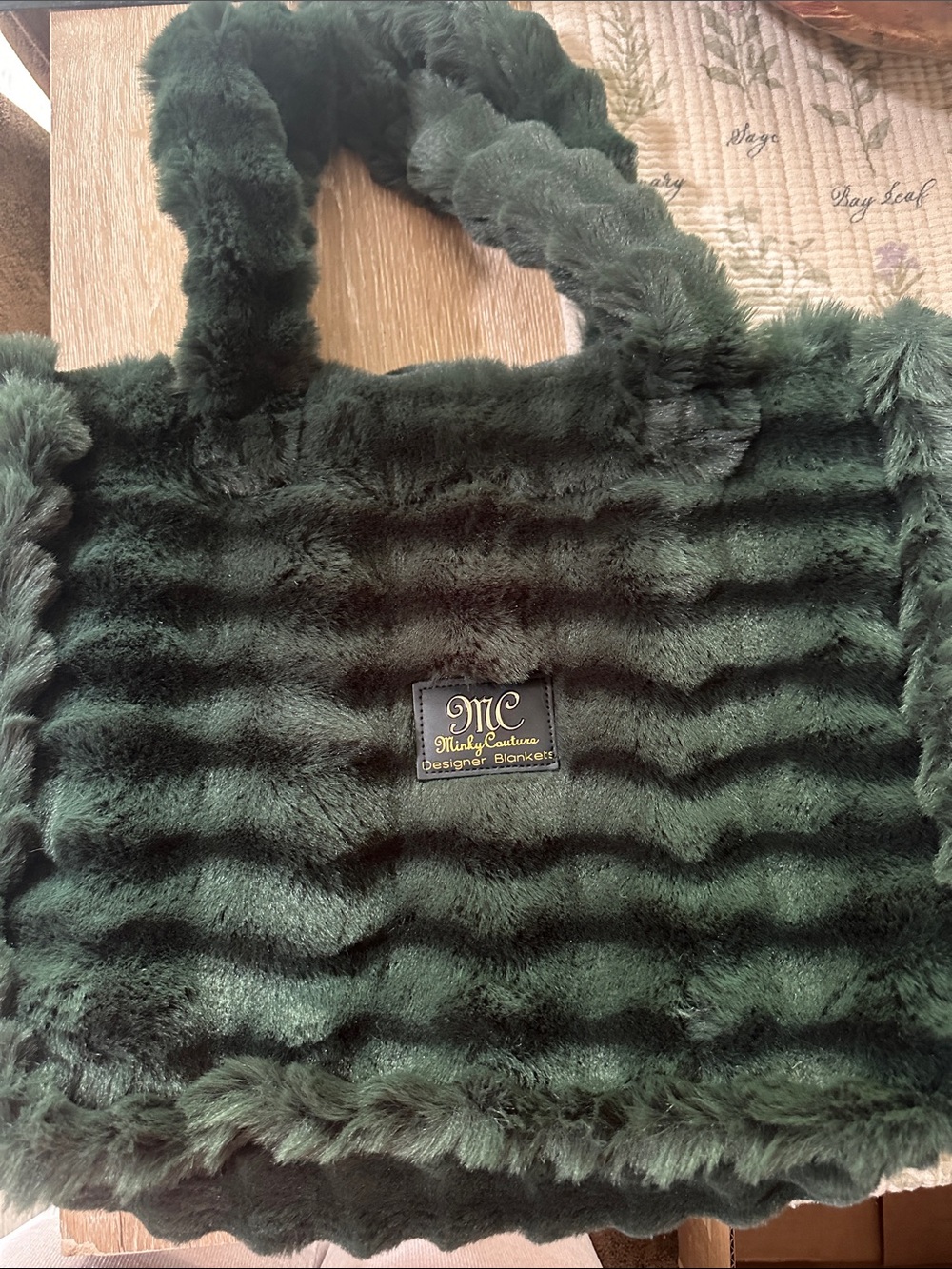 MC Signature Forest Green Faux Fur Shoulder Bag
